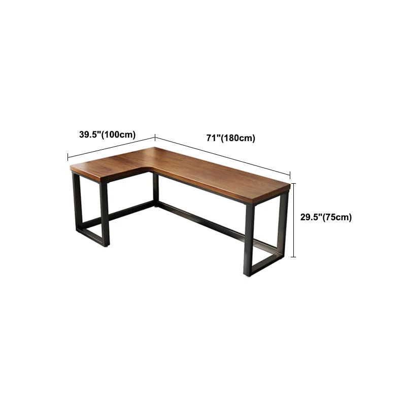 Bureau de travail moderne en bois de pin, bureau de travail en forme de L marron pour la maison et le bureau Clearhalo