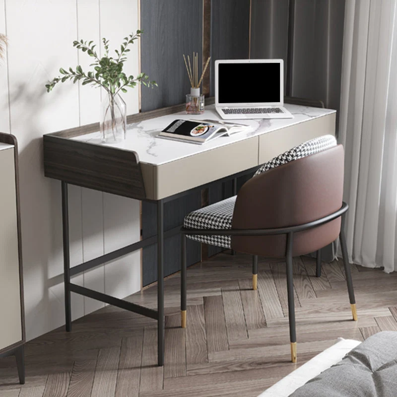 Bureau de travail moderne de forme rectangulaire, bureau d'écriture gris avec 4 pieds Clearhalo