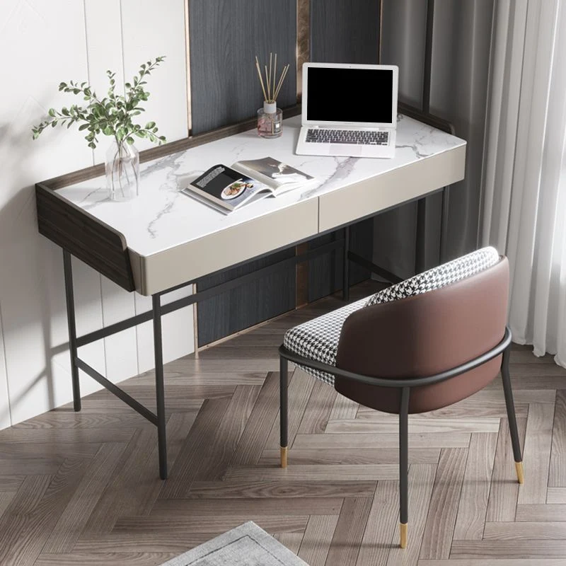 Bureau de travail moderne de forme rectangulaire, bureau d'écriture gris avec 4 pieds Clearhalo