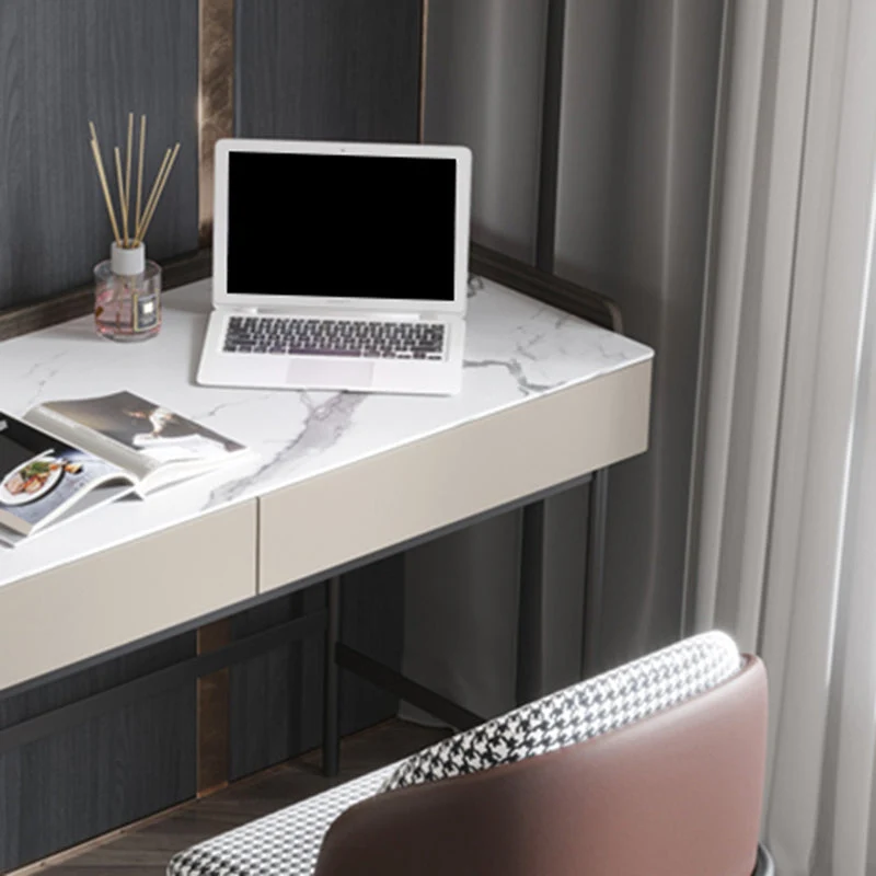 Bureau de travail moderne de forme rectangulaire, bureau d'écriture gris avec 4 pieds Clearhalo