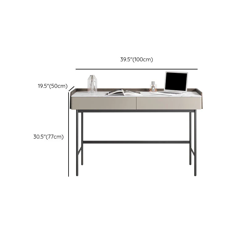 Bureau de travail moderne de forme rectangulaire, bureau d'écriture gris avec 4 pieds Clearhalo