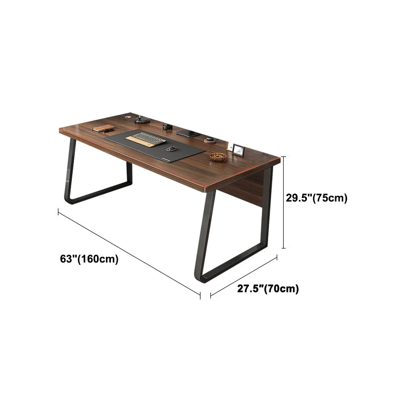 Bureau de travail moderne rectangulaire en bois massif avec 4 pieds Clearhalo