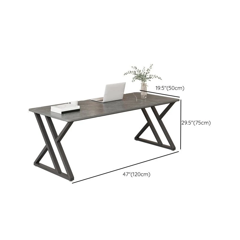 Bureau de travail en pierre moderne, bureau de travail de forme rectangulaire en gris pour le bureau Clearhalo