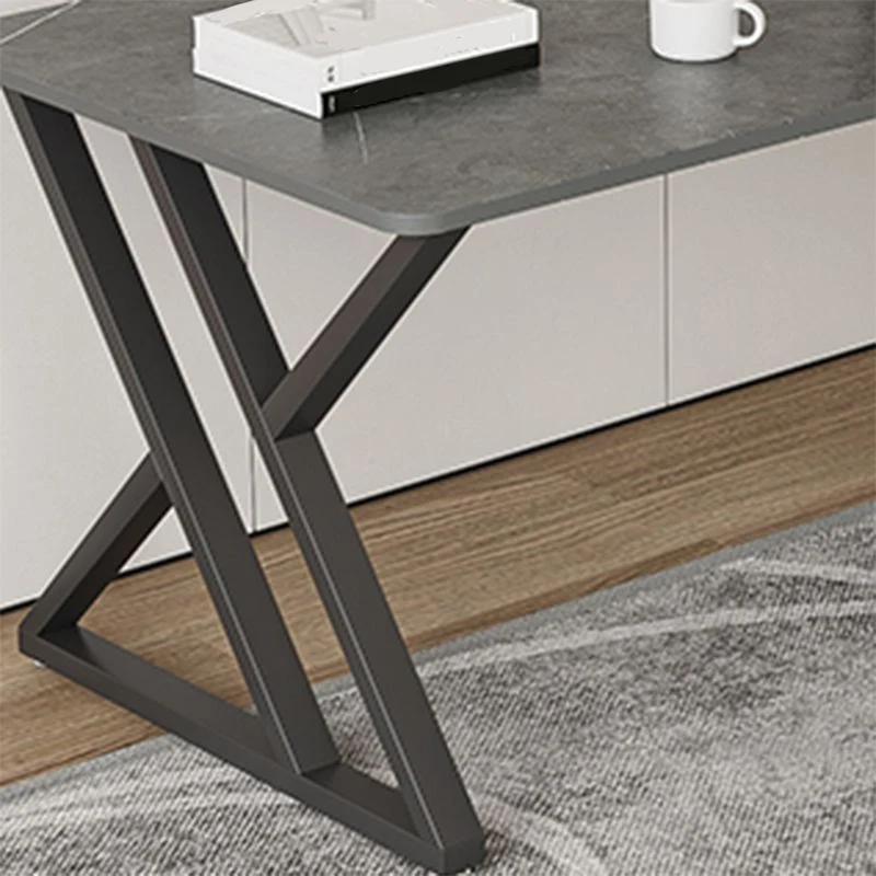 Bureau de travail en pierre moderne, bureau de travail de forme rectangulaire en gris pour le bureau Clearhalo