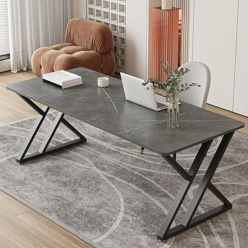 Bureau de travail en pierre moderne, bureau de travail de forme rectangulaire en gris pour le bureau Clearhalo