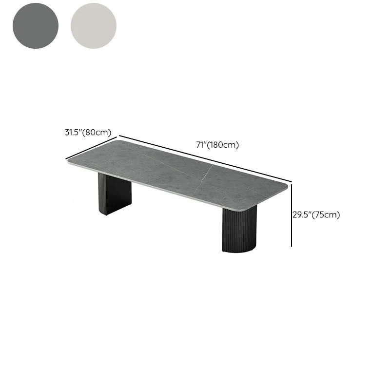 Bureau de travail en pierre de style moderne, bureau de forme rectangulaire avec 2 pieds Clearhalo