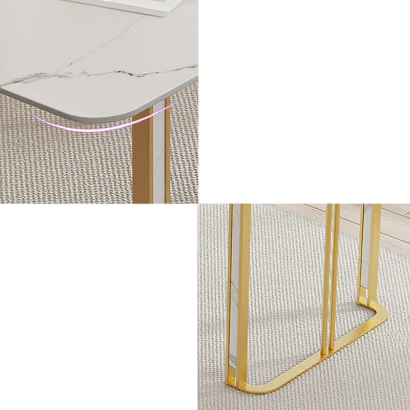 Bureau de travail en pierre de style moderne, bureau de travail de forme rectangulaire avec 2 pieds pour le bureau Clearhalo