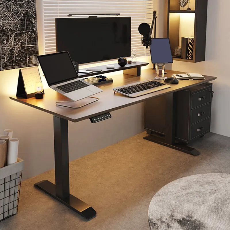 Bureau de travail rectangulaire en bois, Base moderne en forme de T, pour la maison Clearhalo