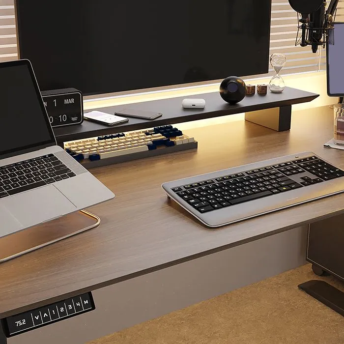 Bureau de travail rectangulaire en bois, Base moderne en forme de T, pour la maison Clearhalo