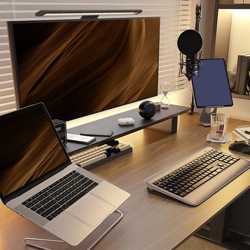 Bureau de travail rectangulaire en bois, Base moderne en forme de T, pour la maison Clearhalo
