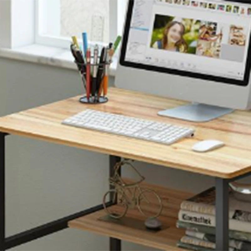 Bureau de travail rectangulaire en bois moderne, avec base en forme de H, pour la maison Clearhalo