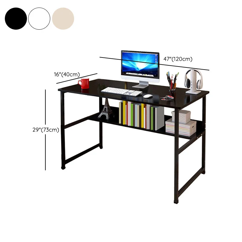 Bureau de travail rectangulaire en bois moderne, avec base en forme de H, pour la maison Clearhalo