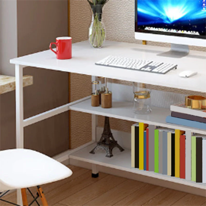 Bureau de travail rectangulaire en bois moderne, avec base en forme de H, pour la maison Clearhalo