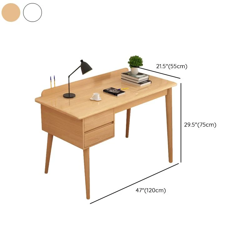 Bureau de travail rectangulaire moderne en bois massif avec 2 tiroirs pour la maison Clearhalo
