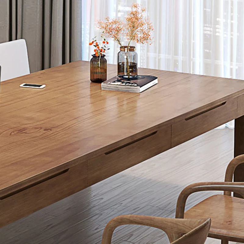 Bureau de travail rectangulaire moderne en bois massif avec 3/6 tiroirs pour la maison Clearhalo