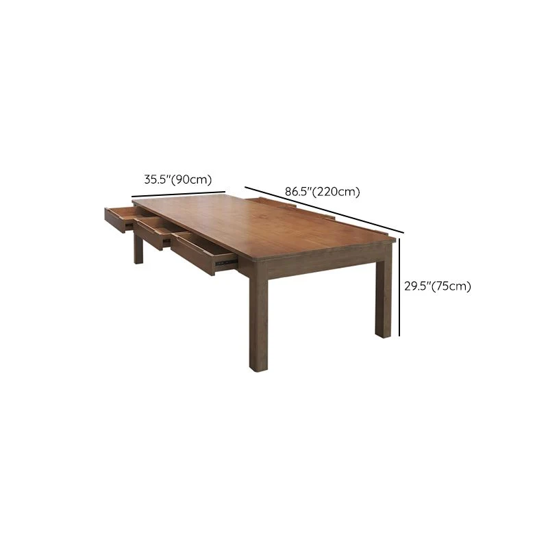 Bureau de travail rectangulaire moderne en bois massif avec 3/6 tiroirs pour la maison Clearhalo