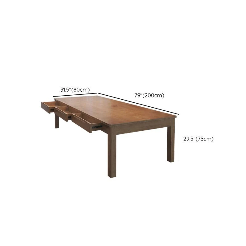 Bureau de travail rectangulaire moderne en bois massif avec 3/6 tiroirs pour la maison Clearhalo