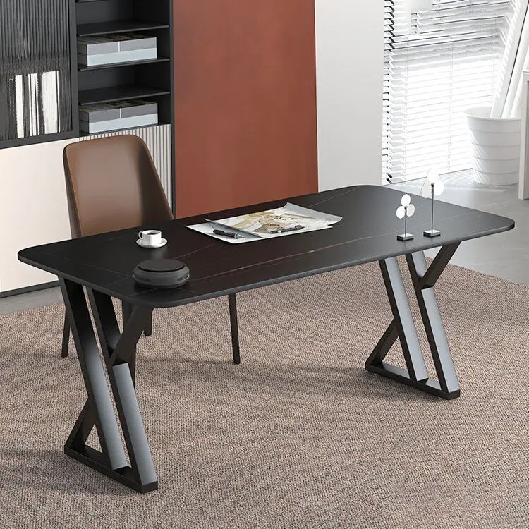 Bureau de travail de style industriel Bureau de forme rectangulaire en gris/blanc/noir Clearhalo