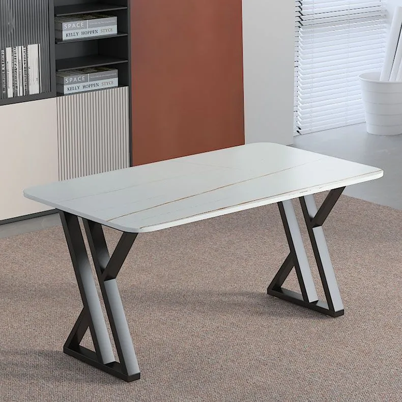 Bureau de travail de style industriel Bureau de forme rectangulaire en gris/blanc/noir Clearhalo