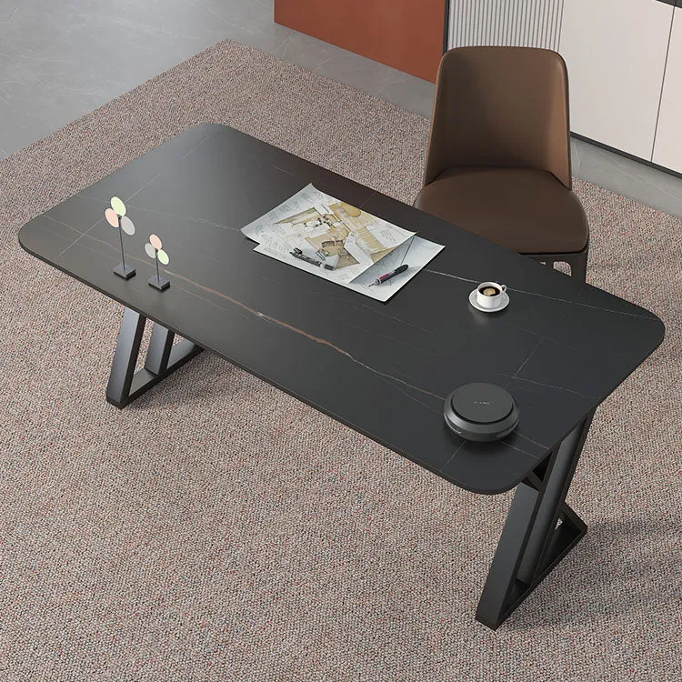 Bureau de travail de style industriel Bureau de forme rectangulaire en gris/blanc/noir Clearhalo