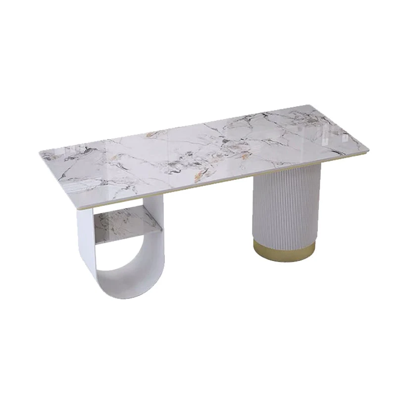 Bureau de travail de style moderne, bureau de forme rectangulaire en blanc Clearhalo