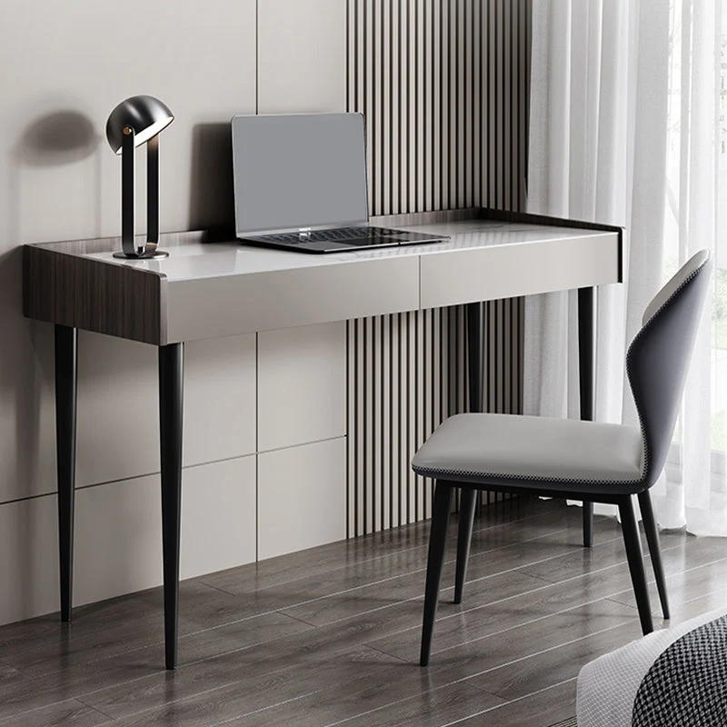 Bureau de travail de style moderne, forme rectangulaire, bureau d'écriture gris/marron avec 4 pieds Clearhalo