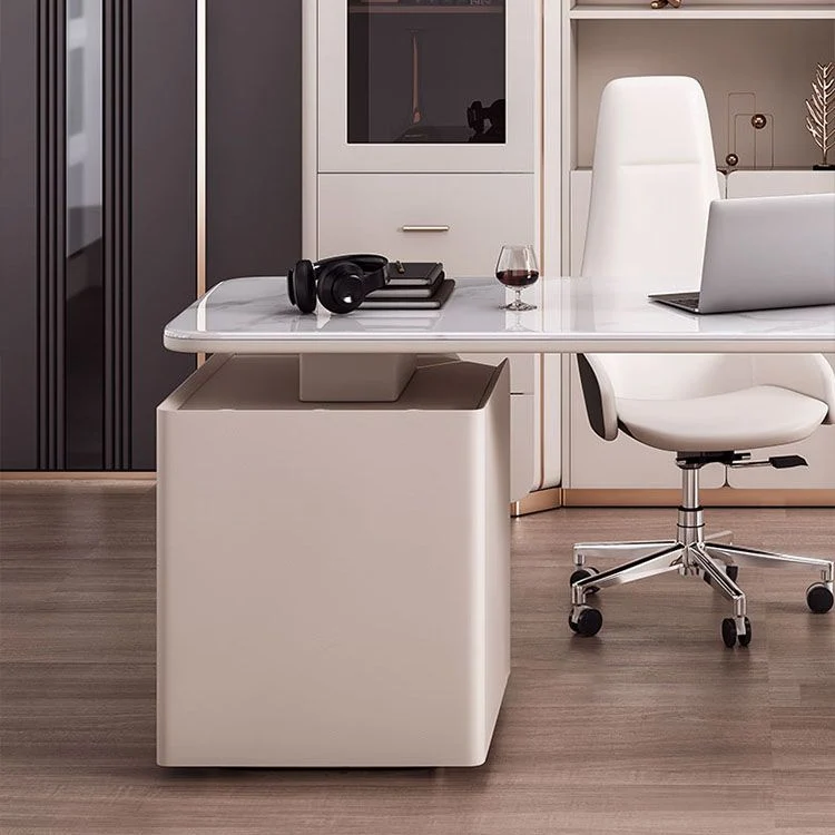 Bureau de travail à 3 tiroirs, bureau de forme rectangulaire en blanc pour le bureau Clearhalo