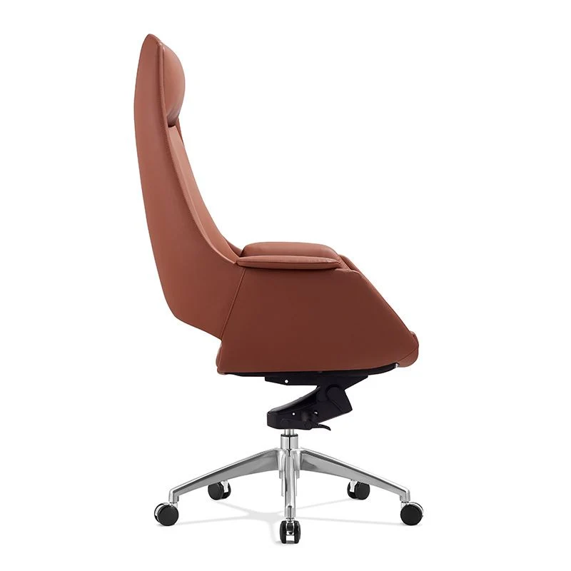 Cadre de Chrome aucune chaise affligeante de directeurs de cuir de Faux de Brown de chaise de bureau Clearhalo
