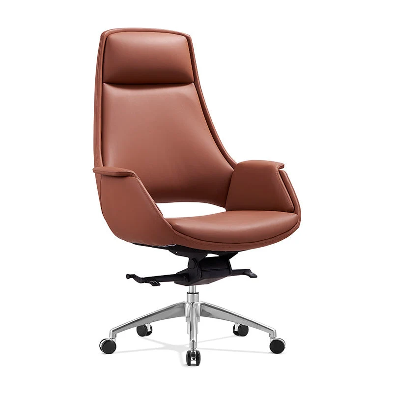 Cadre de Chrome aucune chaise affligeante de directeurs de cuir de Faux de Brown de chaise de bureau Clearhalo