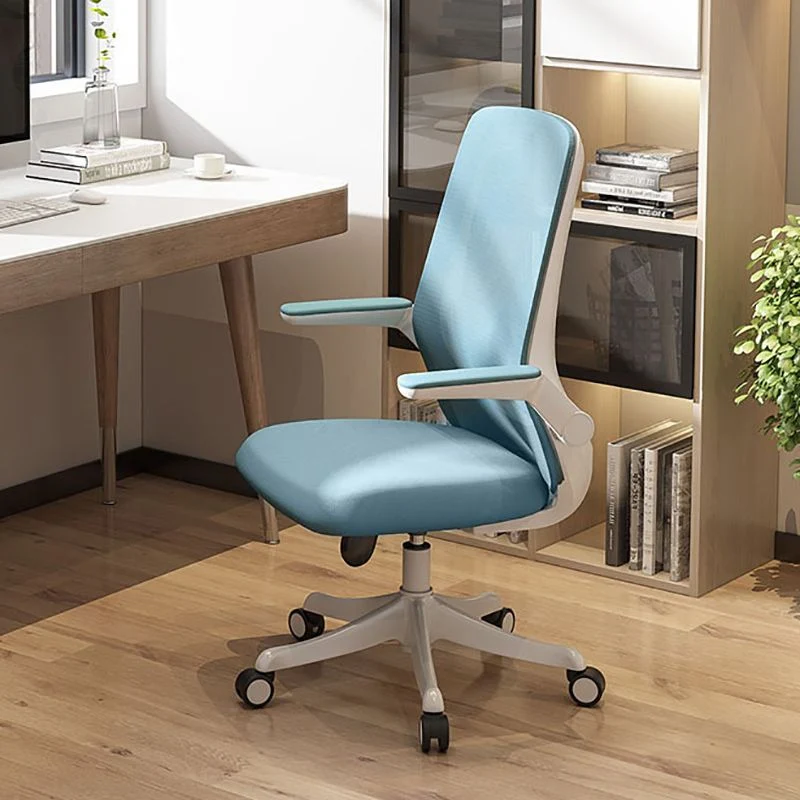 Chaise de bureau à accoudoir rabattable, en microfibre, pivotante et ergonomique à dossier haut Clearhalo
