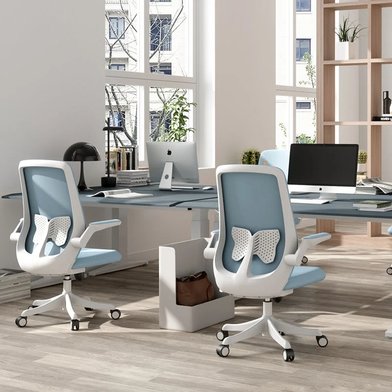 Chaise de bureau à accoudoir rabattable, en microfibre, pivotante et ergonomique à dossier haut Clearhalo