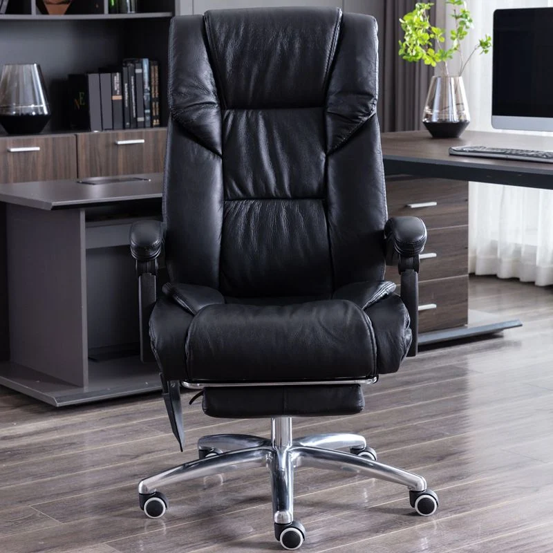Chaise de bureau à bras amovibles, chaise de bureau ergonomique en cuir moderne sans détresse Clearhalo