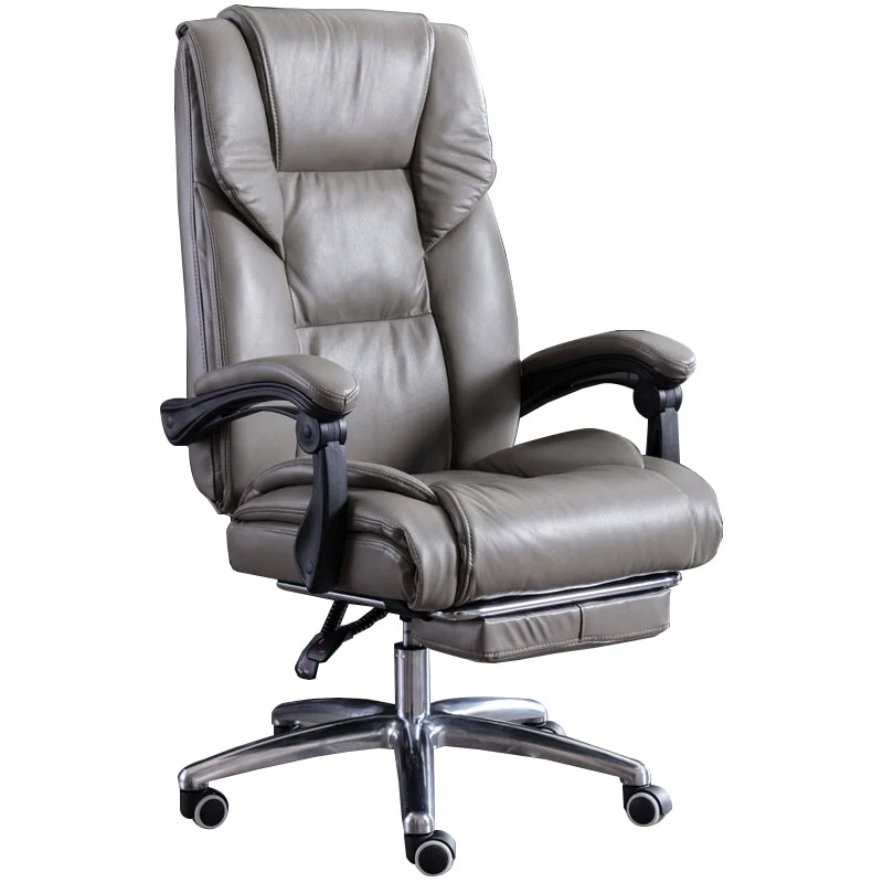 Chaise de bureau à bras amovibles, chaise de bureau ergonomique en cuir moderne sans détresse Clearhalo