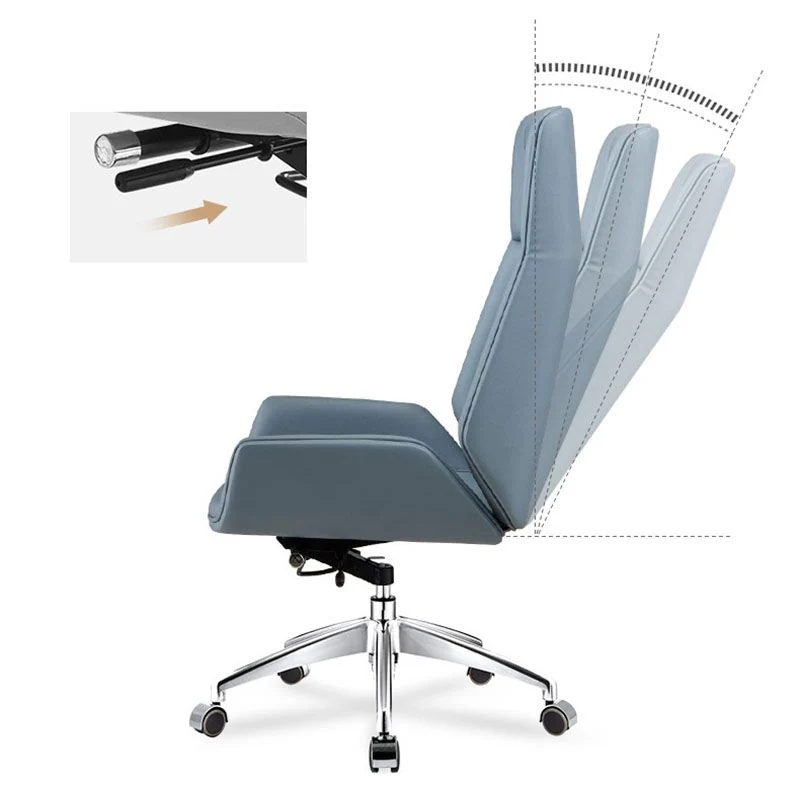 Chaise de bureau à bras fixes Chaise de bureau ergonomique en cuir à dossier haut Clearhalo