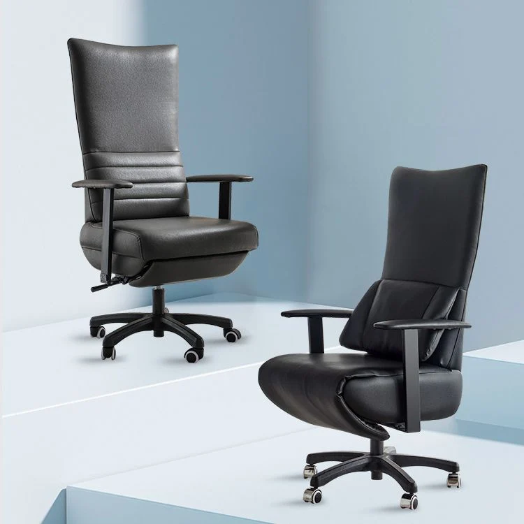 Chaise de bureau à bras fixes, chaise moderne en cuir sans détresse avec roulettes Clearhalo