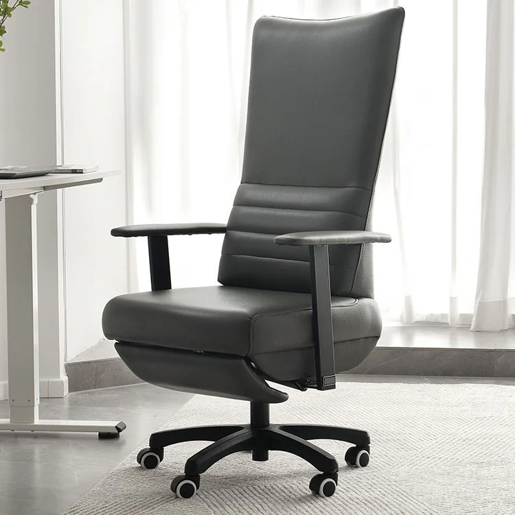 Chaise de bureau à bras fixes, chaise moderne en cuir sans détresse avec roulettes Clearhalo