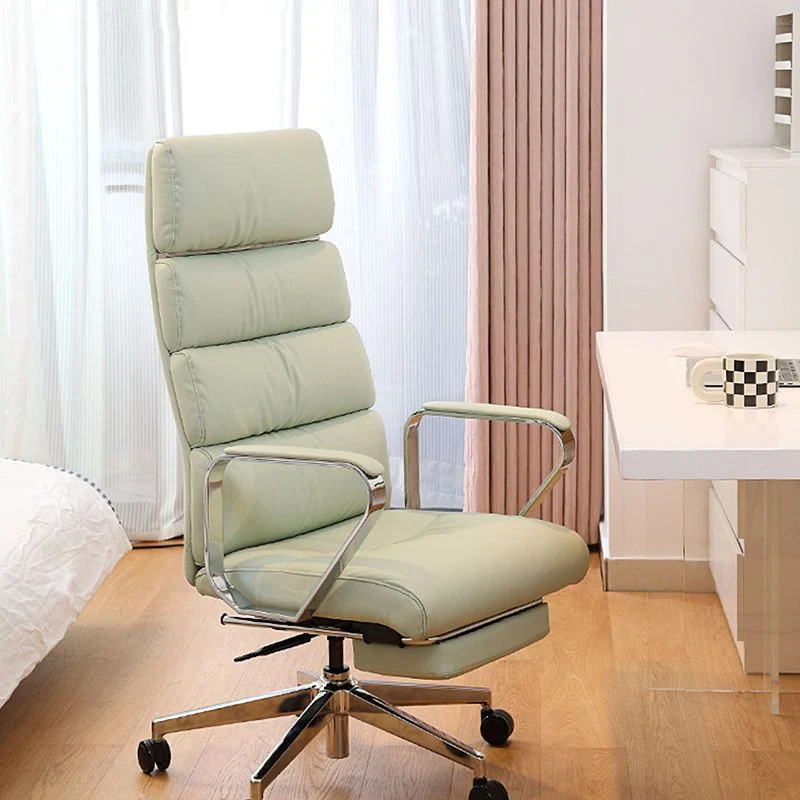 Chaise de bureau à bras fixes, chaise pivotante moderne en cuir à hauteur de siège réglable avec roulettes Clearhalo