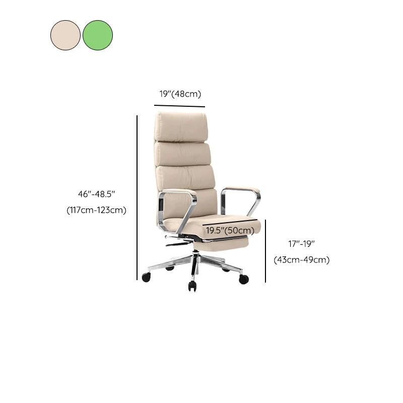 Chaise de bureau à bras fixes, chaise pivotante moderne en cuir à hauteur de siège réglable avec roulettes Clearhalo
