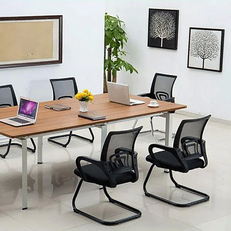 Chaise de bureau à bras fixes, chaise de travail contemporaine à dossier moyen Clearhalo