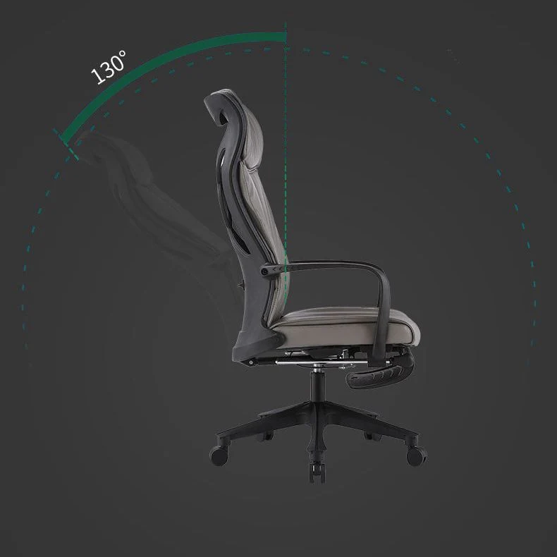 Chaise de bureau à bras fixes, en Faux cuir, à dossier haut, roues ergonomiques Clearhalo