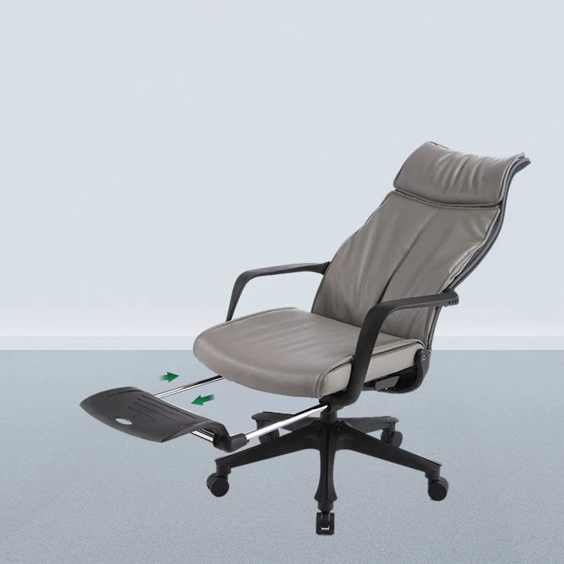 Chaise de bureau à bras fixes, en Faux cuir, à dossier haut, roues ergonomiques Clearhalo