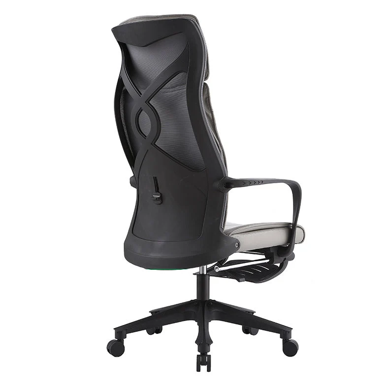 Chaise de bureau à bras fixes, en Faux cuir, à dossier haut, roues ergonomiques Clearhalo