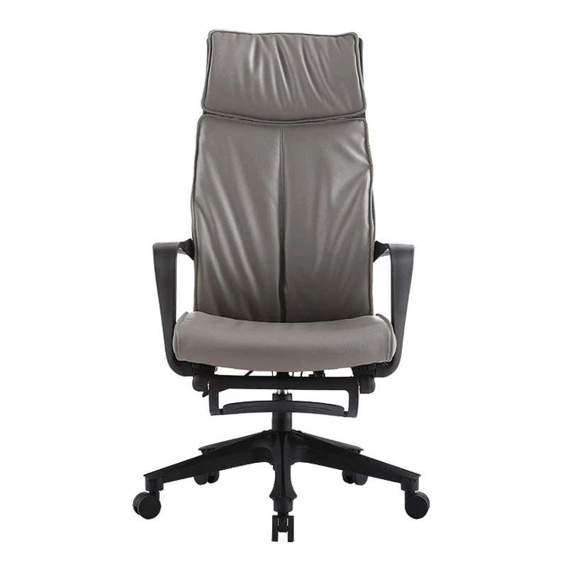 Chaise de bureau à bras fixes, en Faux cuir, à dossier haut, roues ergonomiques Clearhalo