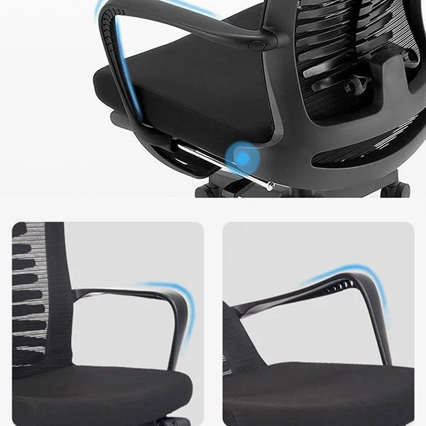 Chaise de bureau à bras fixes moderne, chaise ergonomique respirante AirGrid Clearhalo