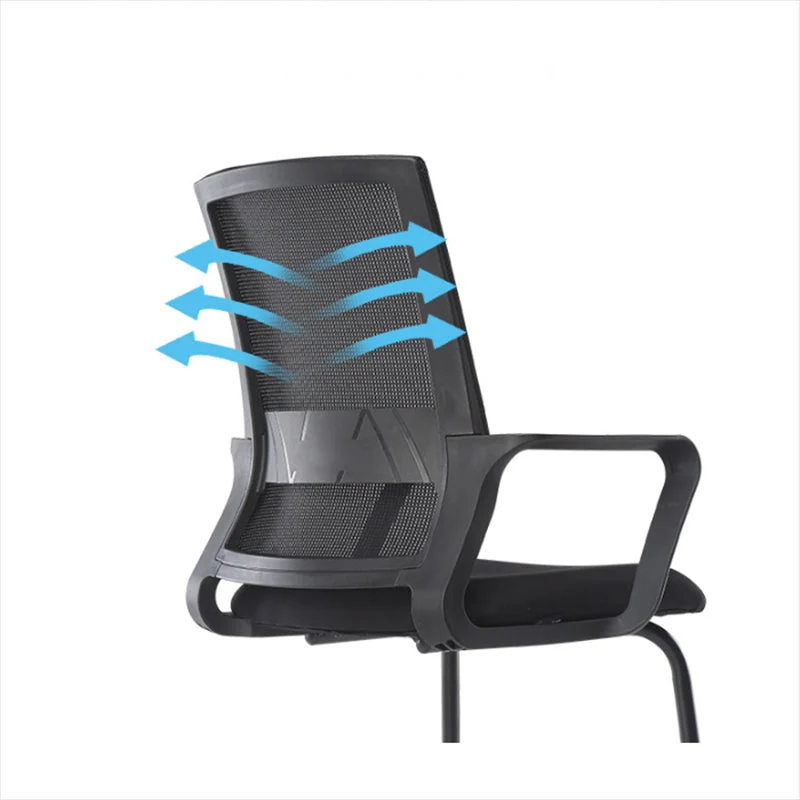Chaise de bureau à bras fixes moderne, chaise de bureau à domicile noire en nylon à dossier haut Clearhalo