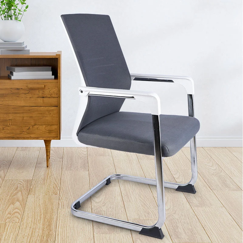 Chaise de bureau à bras fixes moderne, chaise de bureau à soutien lombaire en acier Clearhalo