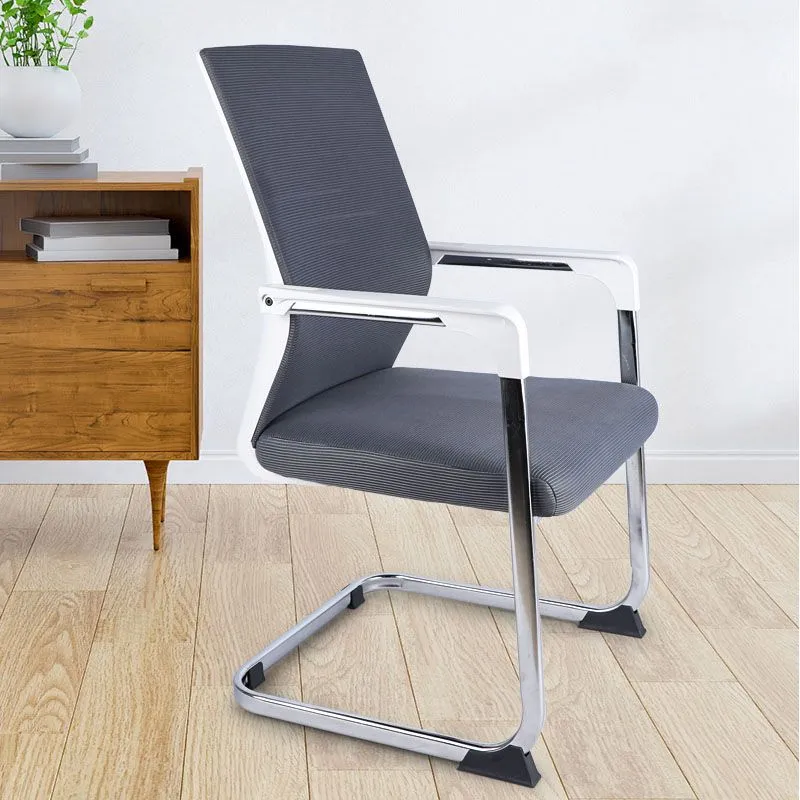 Chaise de bureau à bras fixes moderne, chaise de bureau à soutien lombaire en acier Clearhalo