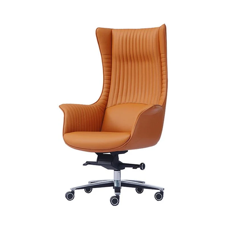 Chaise de bureau à bras fixes, moderne, ergonomique, en cuir, sans détresse, avec roulettes Clearhalo