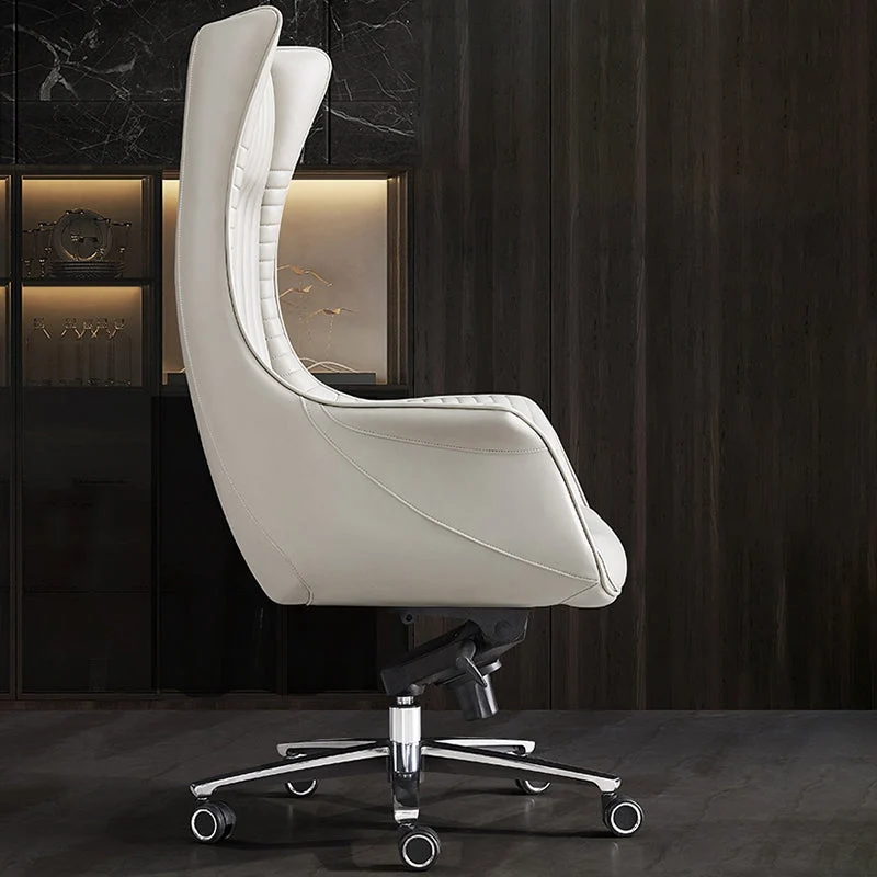 Chaise de bureau à bras fixes, moderne, ergonomique, en cuir, sans détresse, avec roulettes Clearhalo