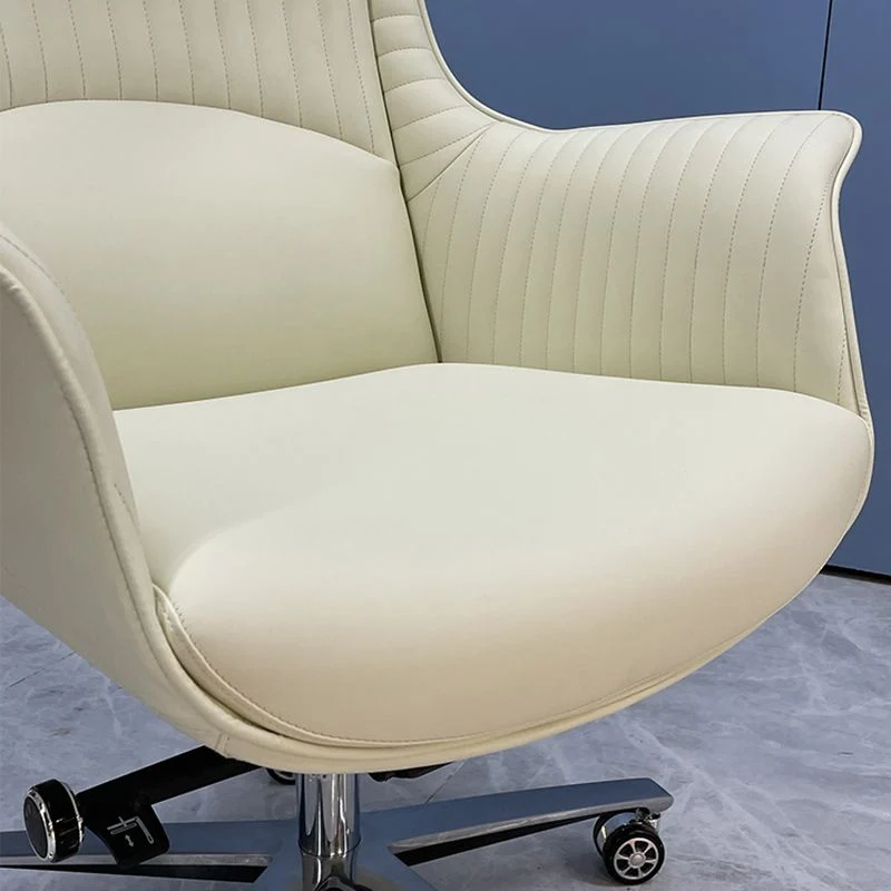 Chaise de bureau à bras fixes, moderne, ergonomique, en cuir, sans détresse, avec roulettes Clearhalo